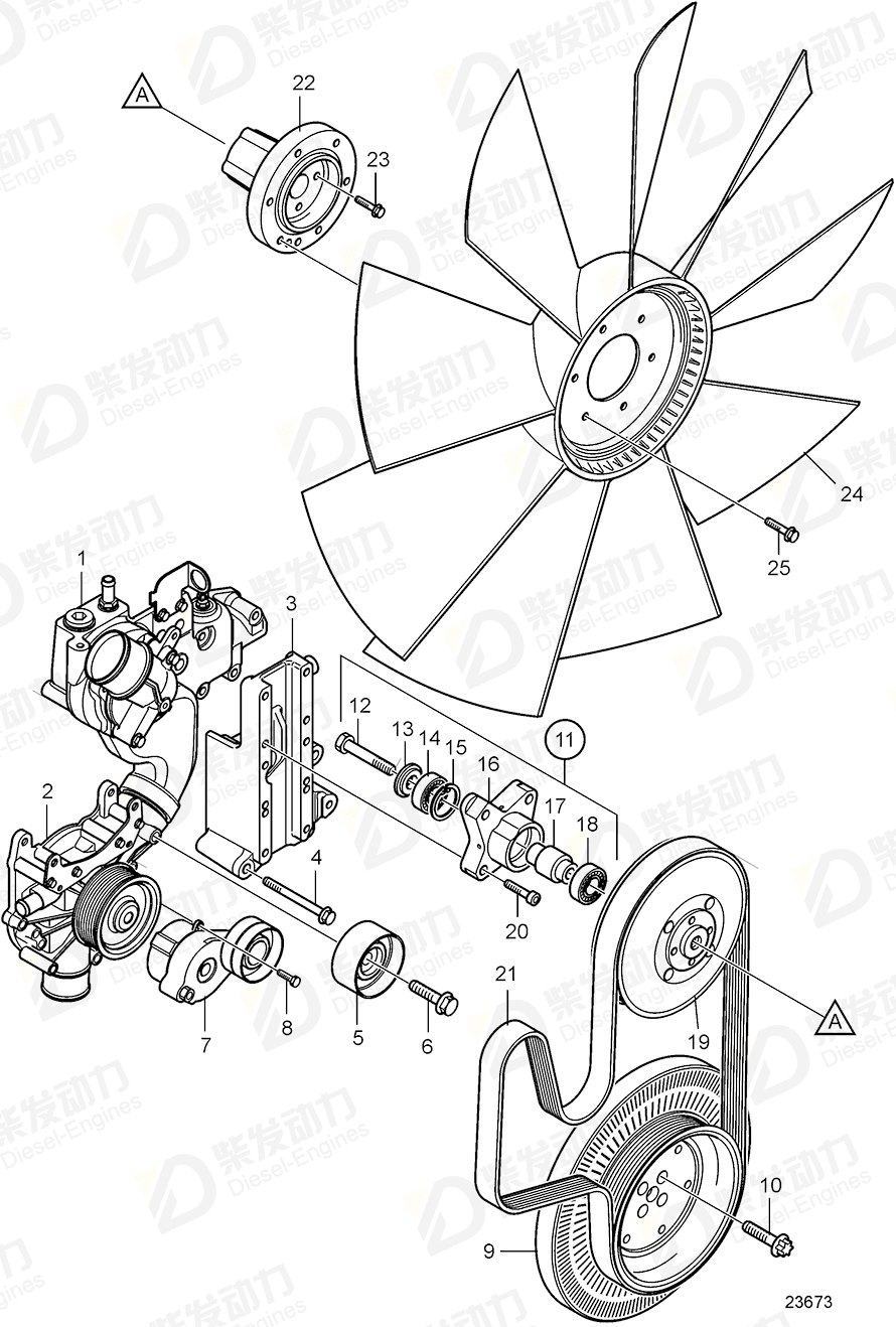volvo penta Flange screw 20797345 Drawing